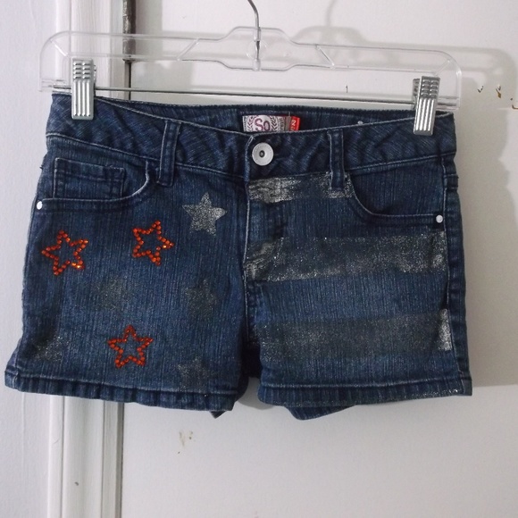 SO Other - SO Embellished Star Stripe Denim Shorts 12 Girls